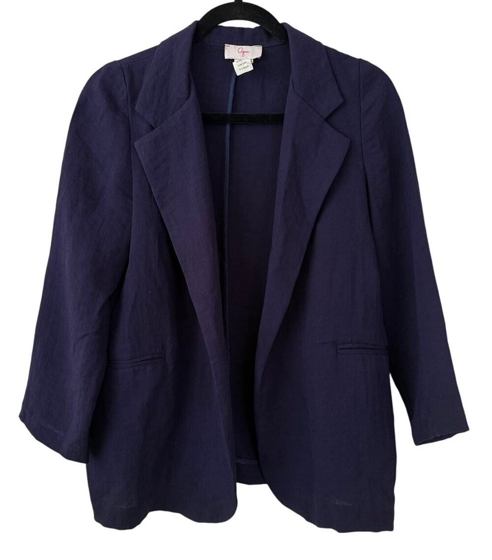 Aqua Indigo Quarter Sleeve Open Front Blazer Size XL Office Preppy Lightweight